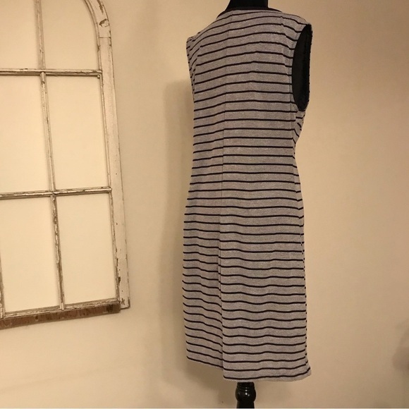 MYSTREE sleeveless striped dress. Size L. Navy blue and grey. - Picture 2 of 6